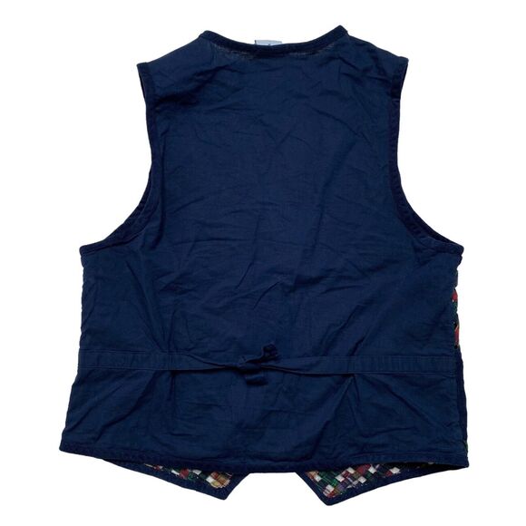 CASCADE BLUES Corduroy Woven Lattice Harvest Autumn Vest Medium Women Embroidery - Picture 5 of 8